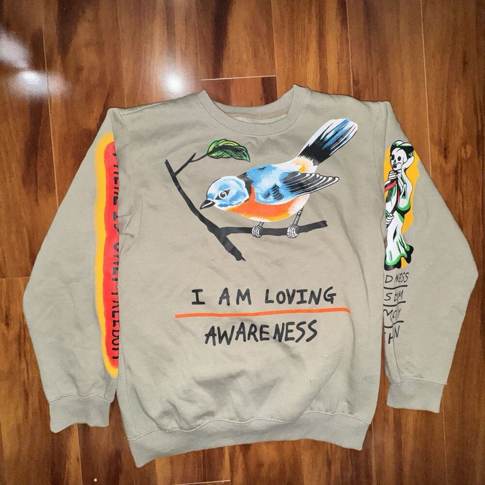Rare Kanye West Wes Lang I Am Loving Awareness Skeleton Sweatshirt XL